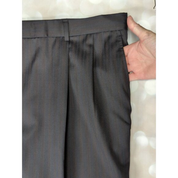 Hart Schaffner Marx Men’s 47x40 Black Pleated Pinstripe Dress Pants Unhemmed - Picture 5 of 10